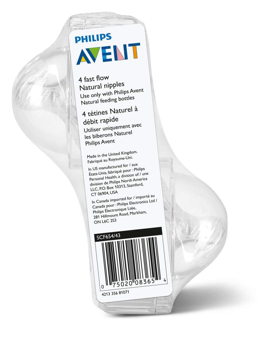 Philips Avent Fast Flow BPA-Free Nipple, 6 Months (4-Pack), (Pack of 1)