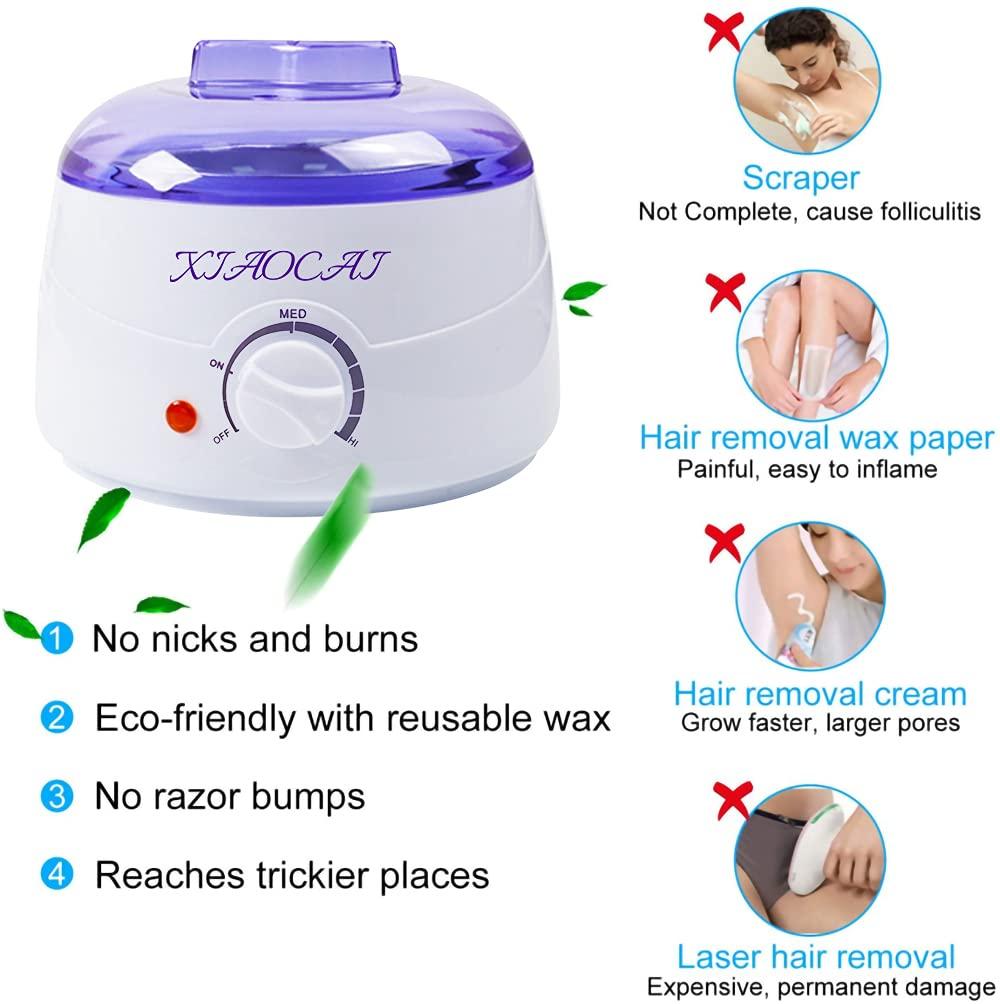 Waxing Kit, Wax Warmer for Hair Removal with 6 Packs Wax Beads & 10Pcs