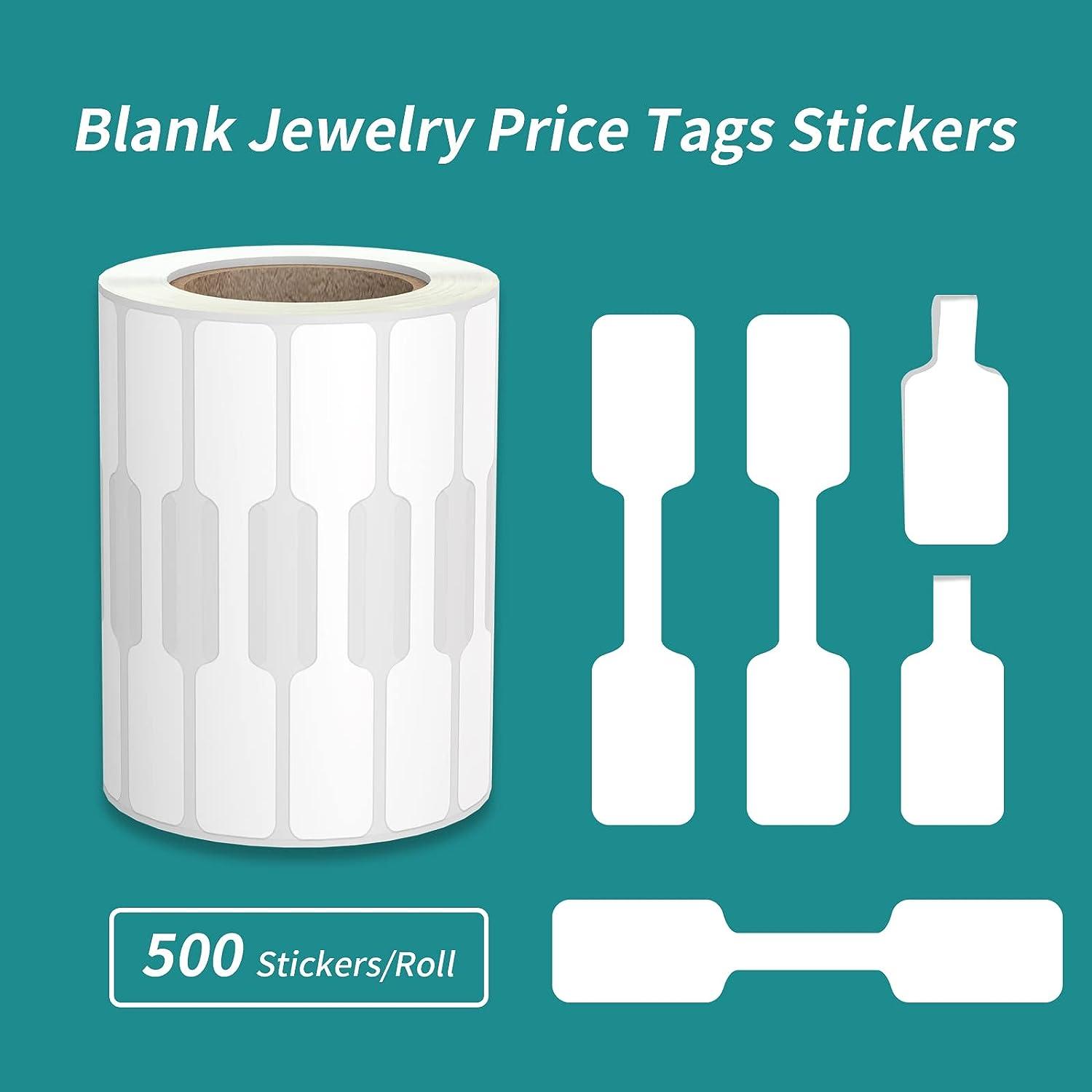 500 Pcs Jewelry Tags Roll for Necklace Earring Price Identify Labelchoice  Rectangle Shape Self Adhesive White Blank Dumbbell Jewelry Price Tags  Stickers Labels for Bracelet Ring Clothing Display 500 Pcs Price Tags Sti