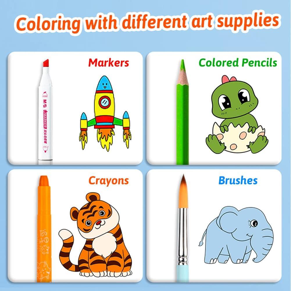 2 Pack Children's Drawing Roll Animal Coloring Paper Roll for Kids Sticky  DIY Painting Drawing Paper Rolls for Toddler Wall Coloring Paper Stickers  Coloring Books 79 11.8 Inch(Dinosaur and Astronaut)