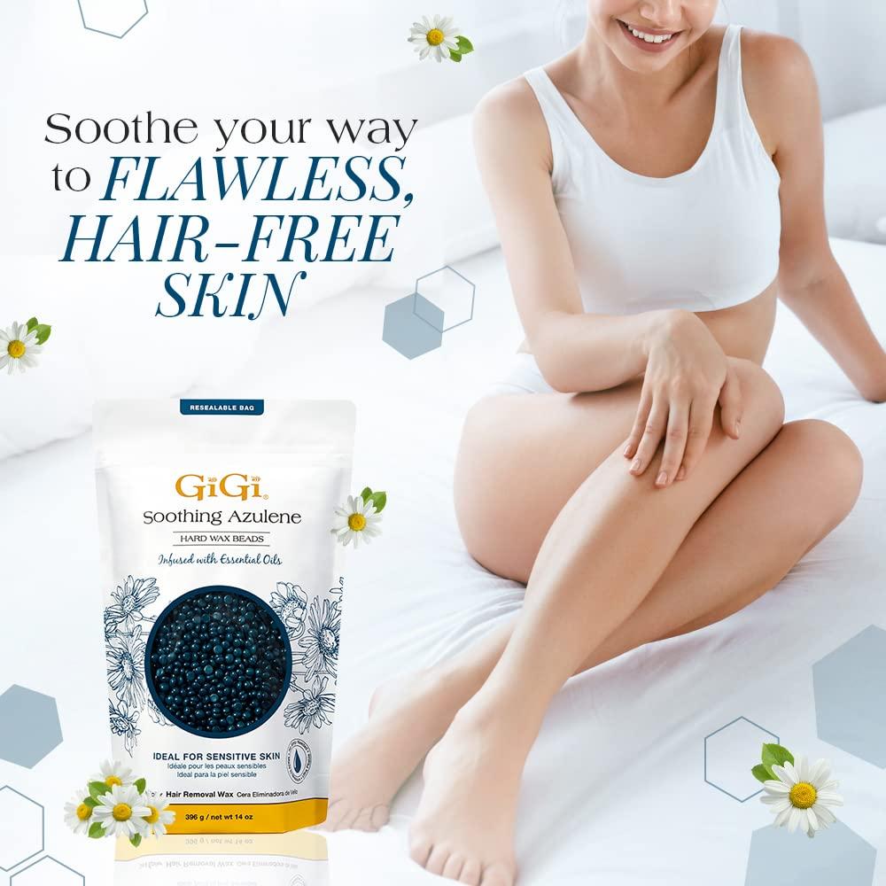 GiGi Hard Wax Beads, Soothing Azulene Hair Removal Wax for Sensitive