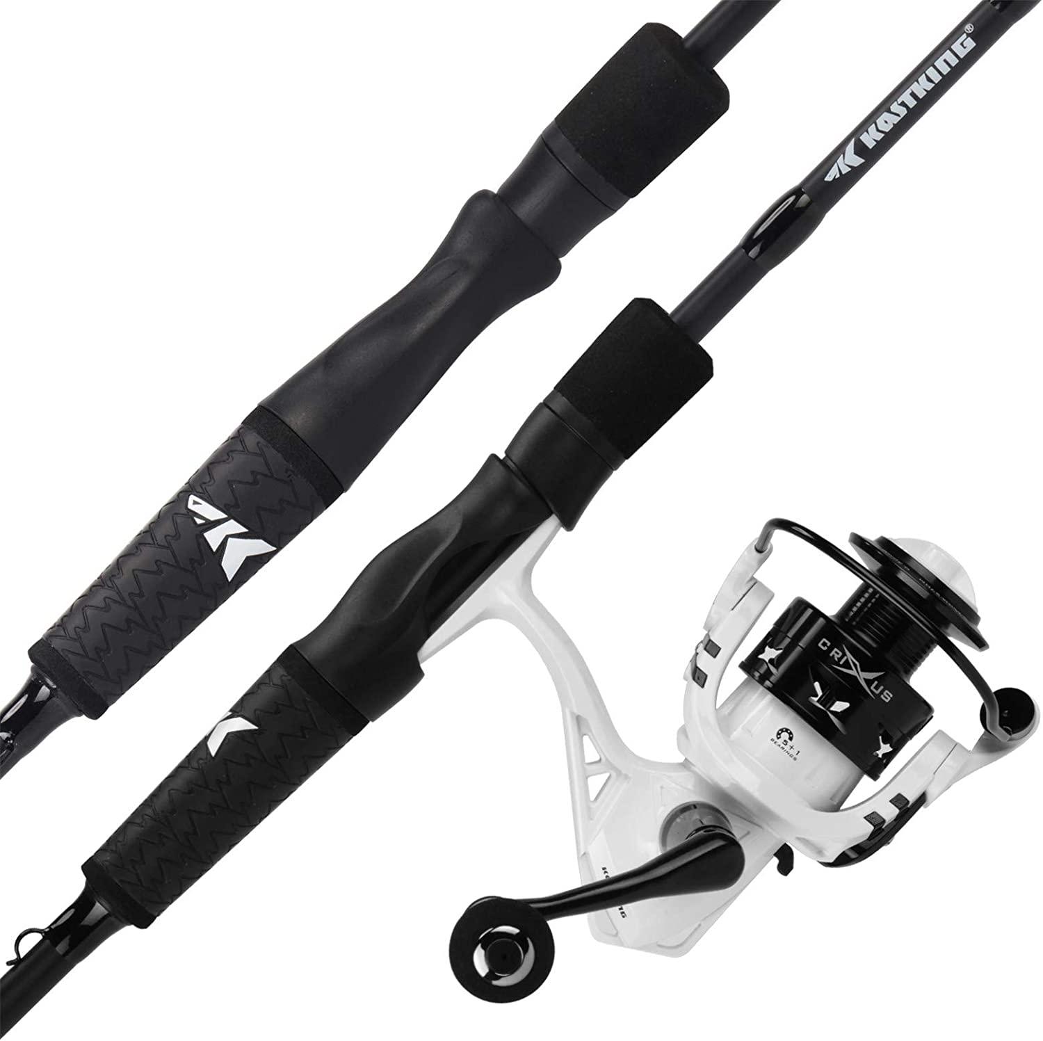 KastKing Crixus Fishing Rod and Reel Combo, Baitcasting Combo, IM6 Graphite  Blank Rods,SuperPolymer Handle A: Spin-6'6 Medium-2pcs,3000 Reel