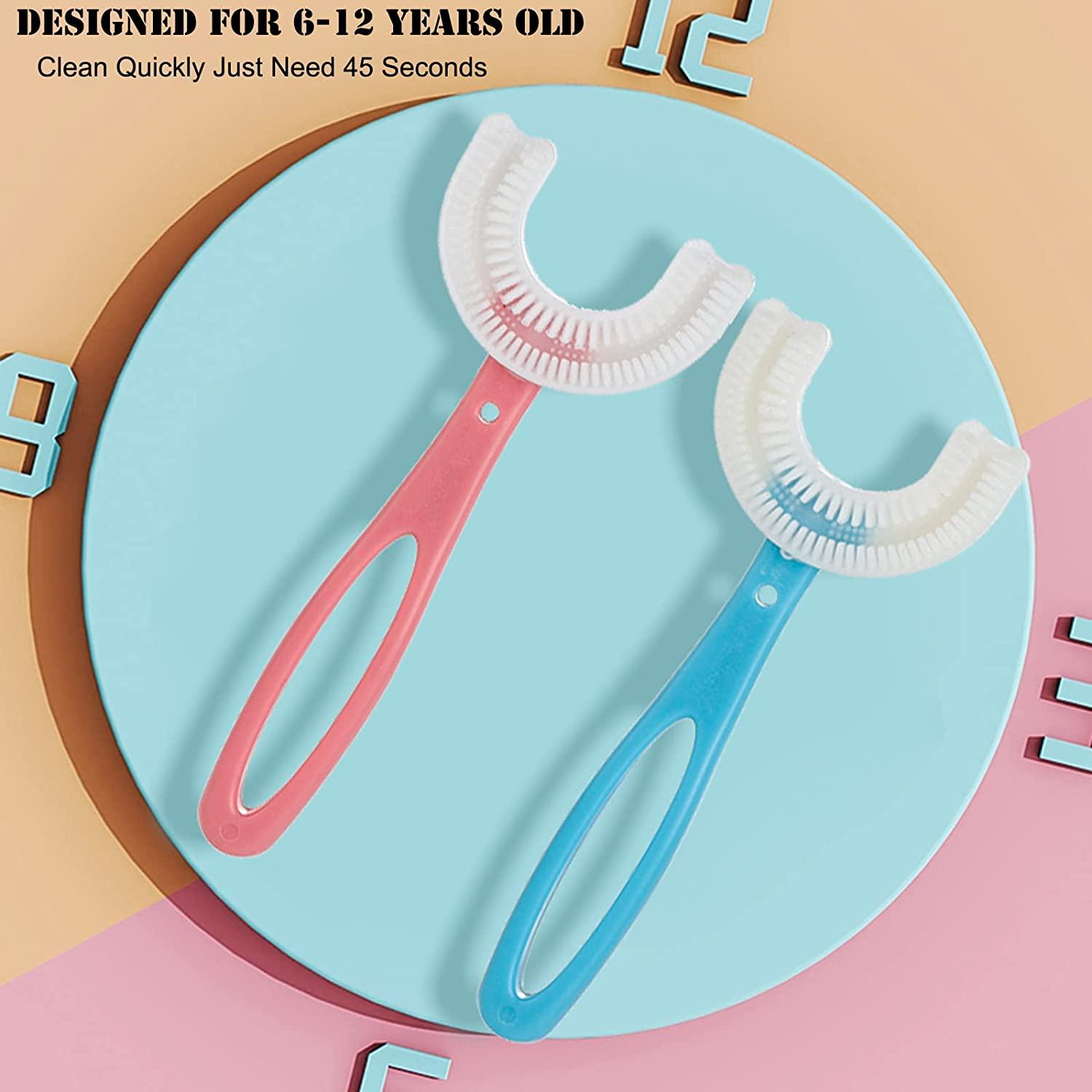 UShaped Kids Toothbrush 360 Manual Toothbrush for 612 Years Old 2 Count