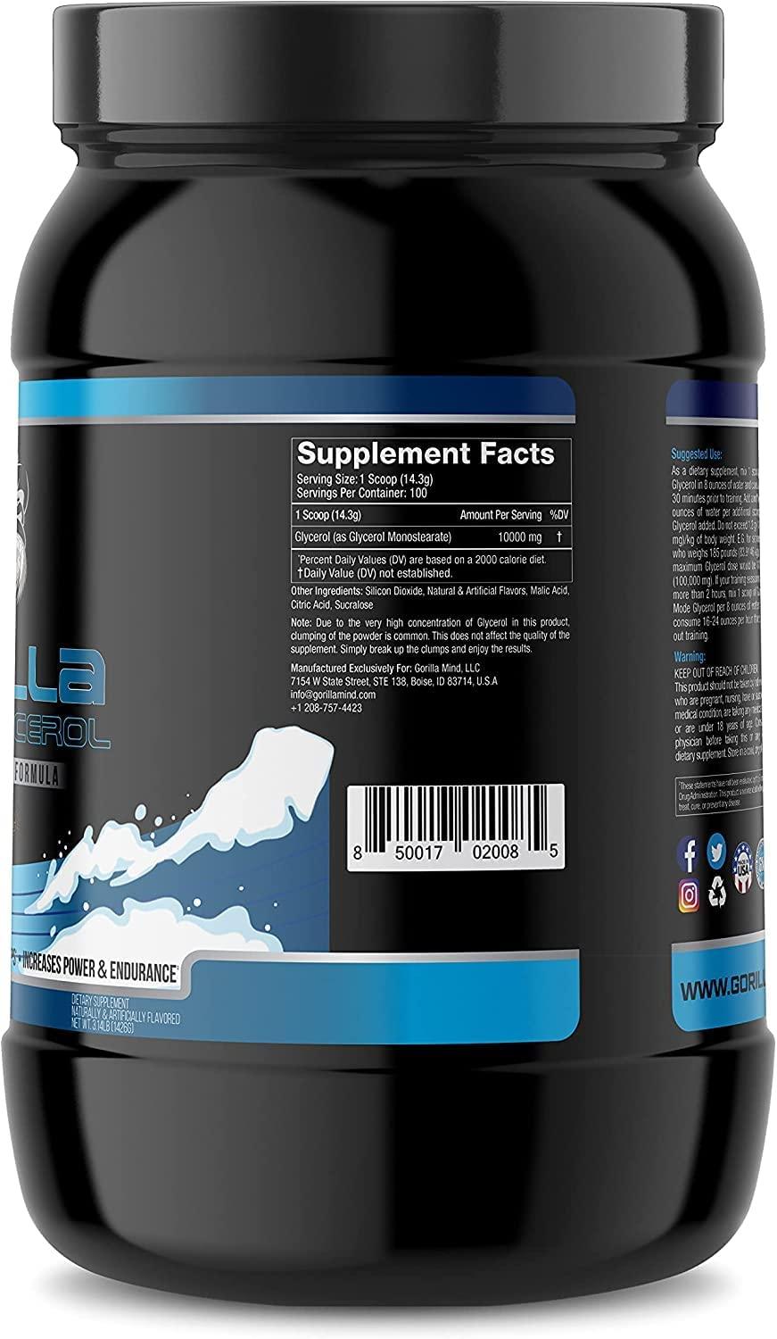 Gorilla Mode Glycerol PreWorkout Hydrating Formula for Intense Pumps
