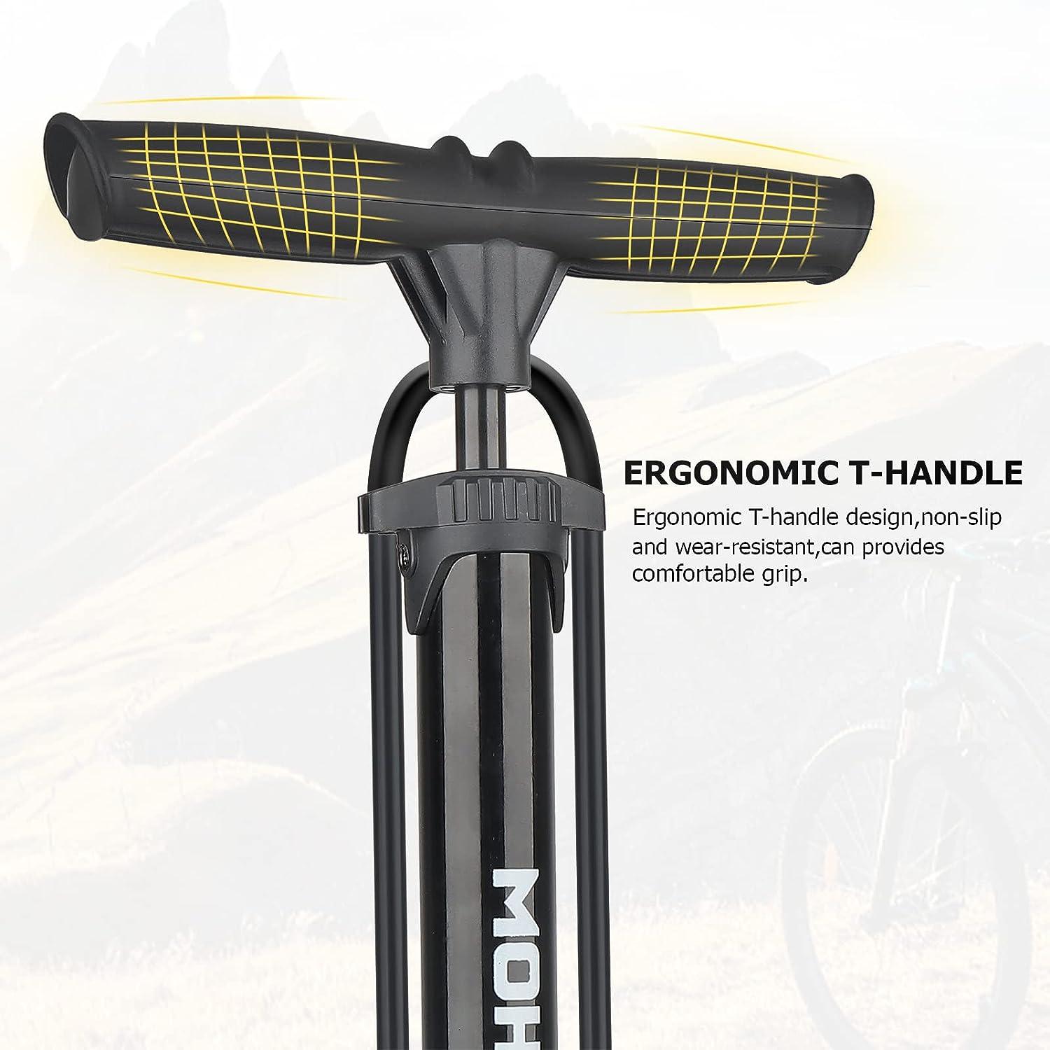 Bike Floor Pump with Gauge MOHEGIA Bicycle Tire Pump Top Mounted