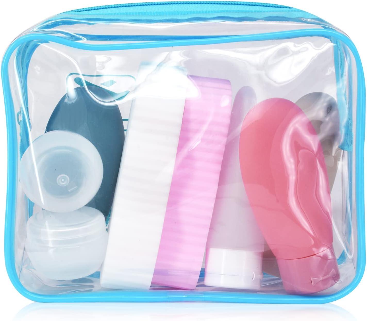airport how many toiletries in carry on luggage Clear TSA Approved Quart Size Travel Toiletry Bag Blue Cosmetic