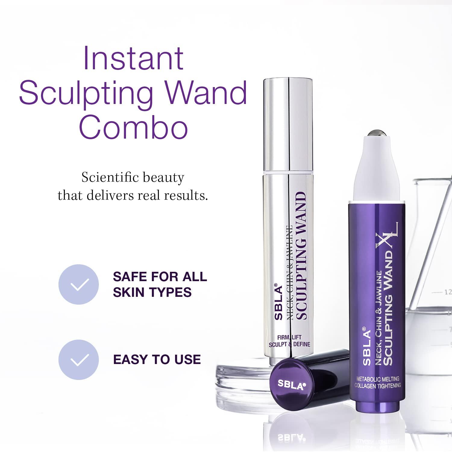 SBLA Beauty Neck Chin & Jawline Sculpting Wand + Neck Chin & Jawline  Sculpting Wand XL Combo Advanced Anti-Aging Serum For Smoothing Tightening  Firming & Lifting Neck Skin 2 pack 0.7 Fl