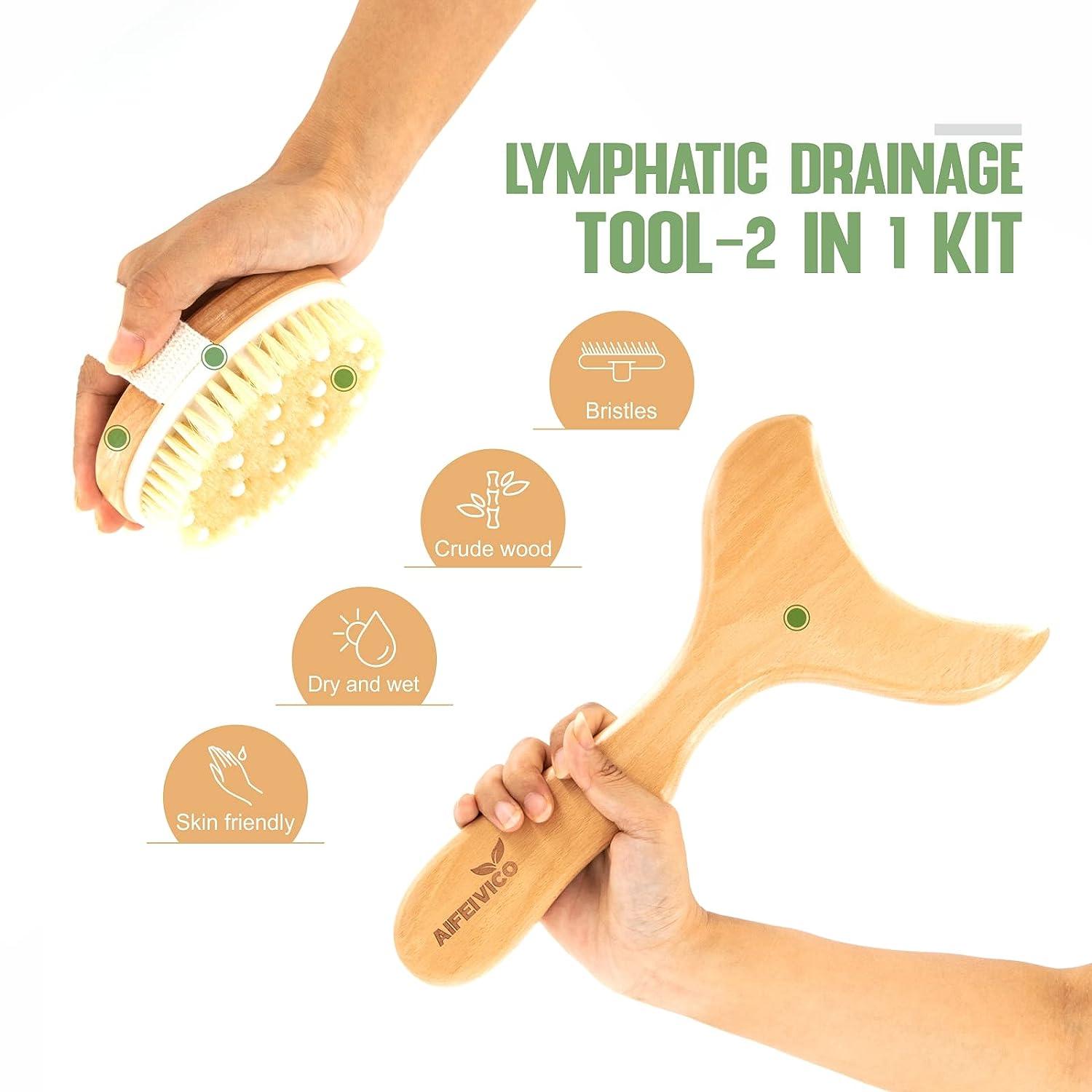 AIFEIVICO Wood Therapy Massage Tools & Dry Brush 2 Kit for Anti