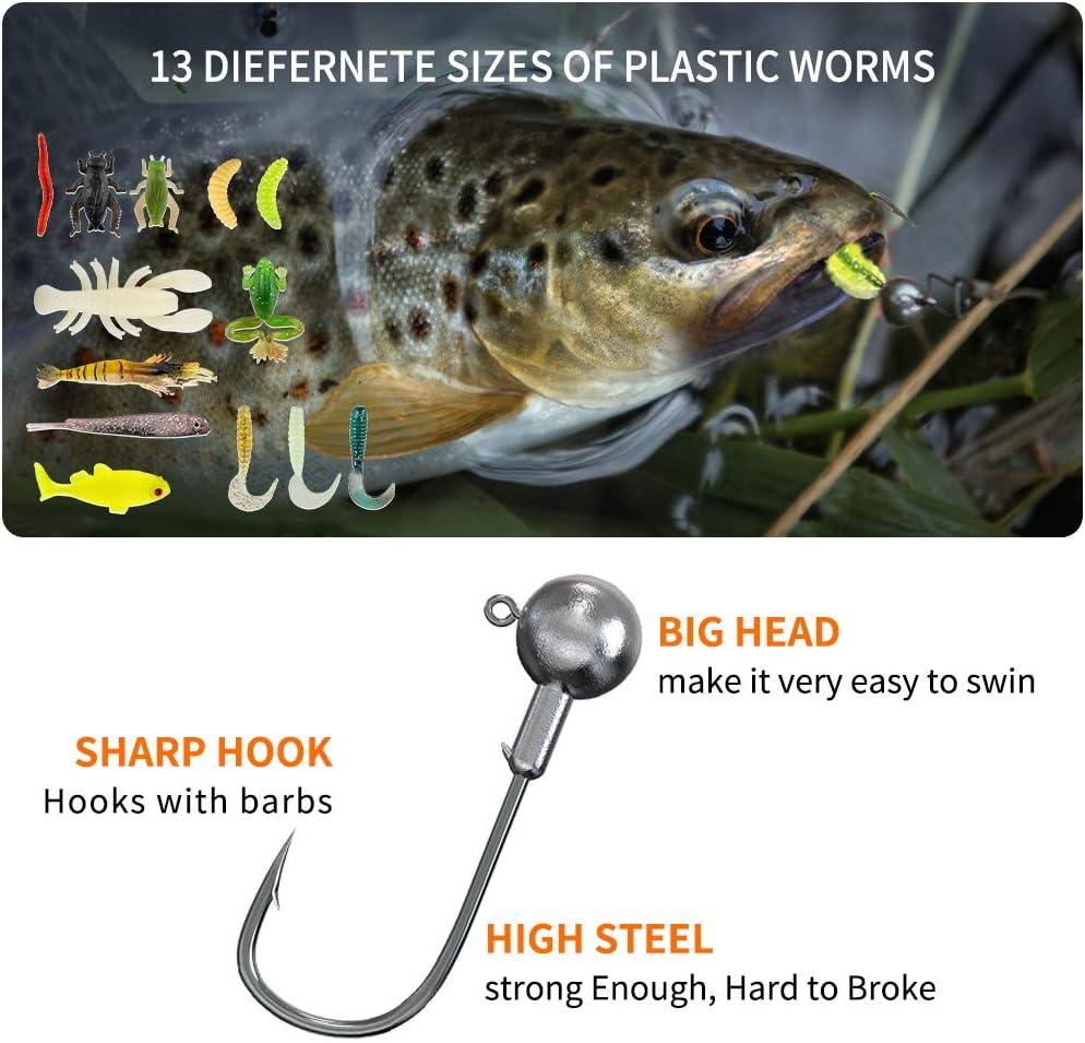 GOTOUR Kit Accessori Pesca Completo Con Scatola Porta Esche - Oltre 100 Pezzi Tra Ami, Piombi, Esche Artificiali E Terminali Per Spigola, Persico E Trota - 4