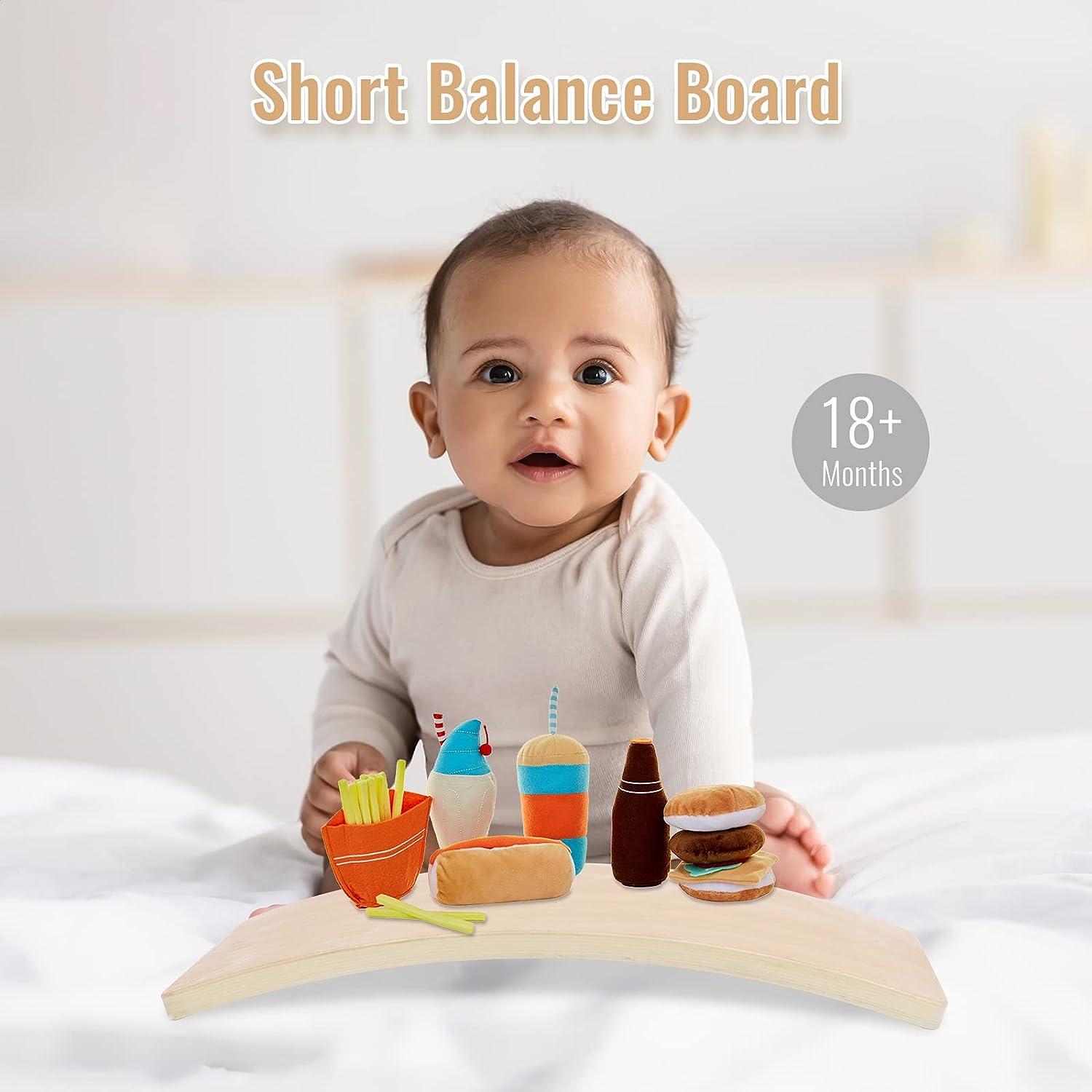 Asweets Wooden Wobble Balance Board Kids Rocker Board Natural Wood