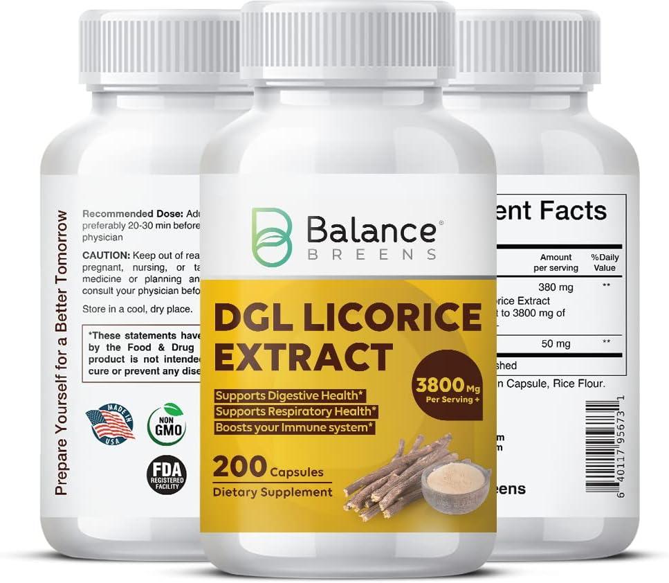Balancebreens DGL Deglycyrrhizinated Licorice 3800 mg Supplement 200