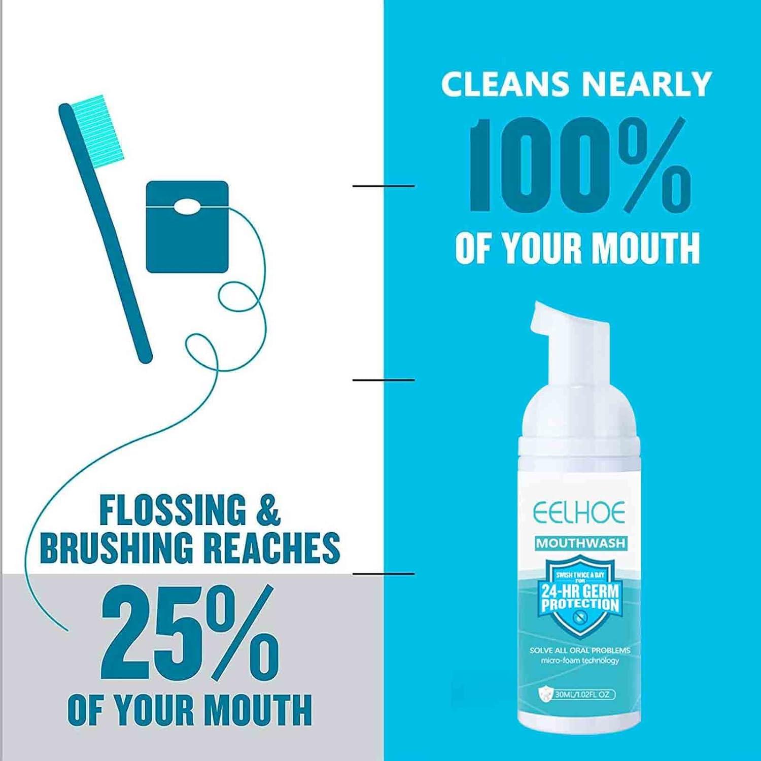 EELHOE Teeth Whitening Foam Toothpaste Stain Removal Mouthwash 30ml
