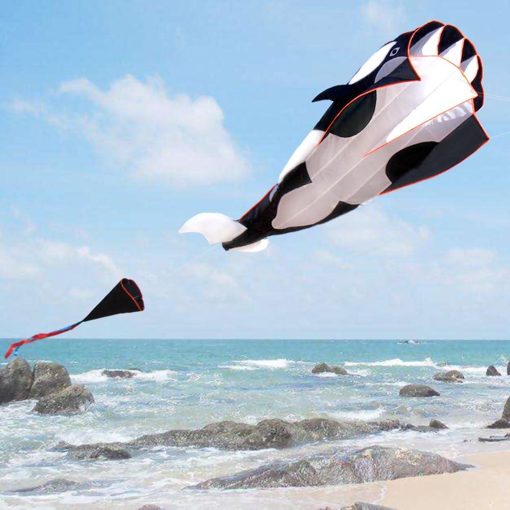 Hengda KITE-3D Kite for Kids & Adults, Huge Frameless Soft Parafoil Giant  Black Dolphin Orcas Whale Breeze Kite - Imported Products from USA - iBhejo