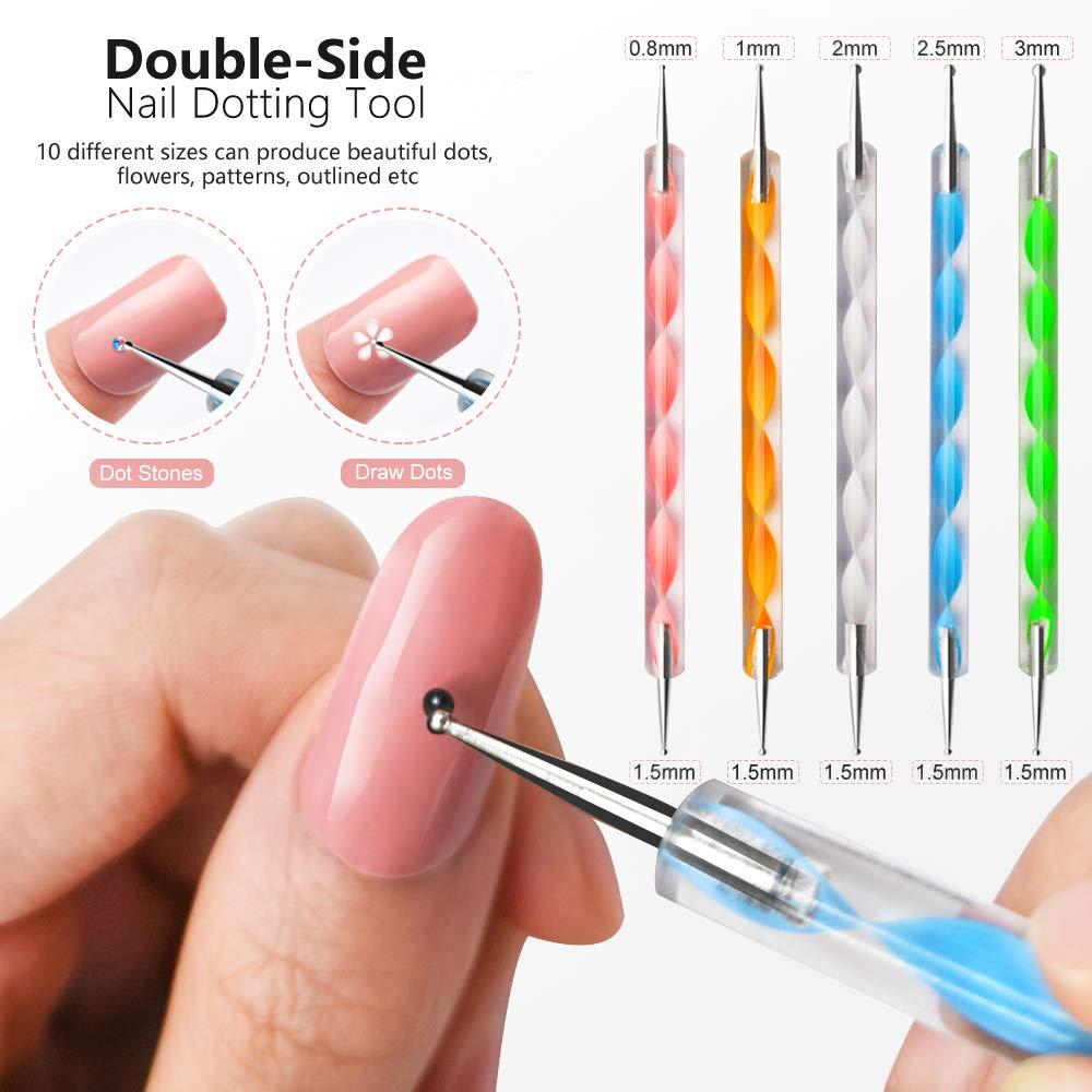 Nail Design Kit for Acrylic Nails Decoration with Nail Art Brushes, Dotting  Tool, Nail Tape Strips, Foil Flake Sticker, Crystal Nail Rhinestones and  Tweezers Nail Accessories for Nail Technician