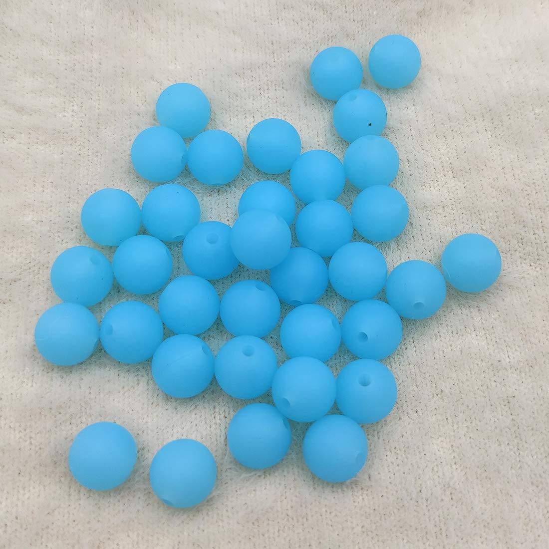 15mm Baby Blue Round Silicone Beads
