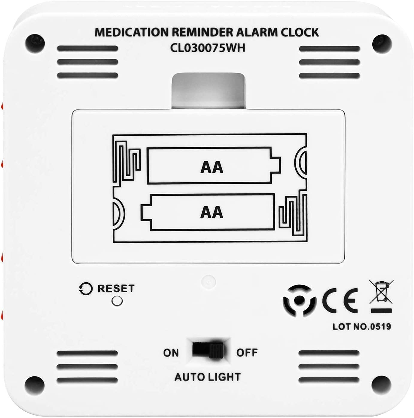 Marathon Digital Medication Reminder Alarm Clock with 4 Alarms and Auto
