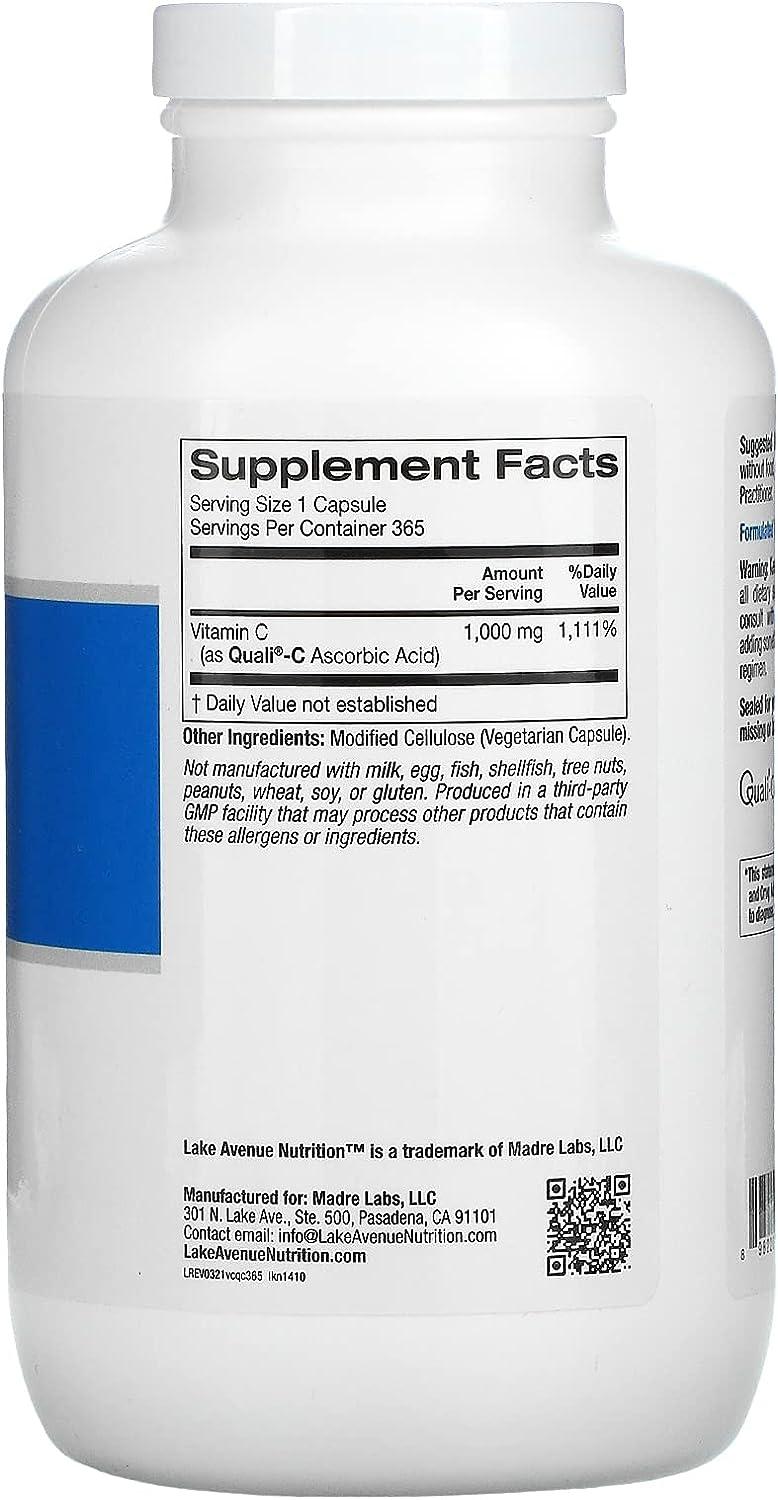 Lake Avenue Vitamin C Supplement 1000mg with Quali-C Ascorbic Acid