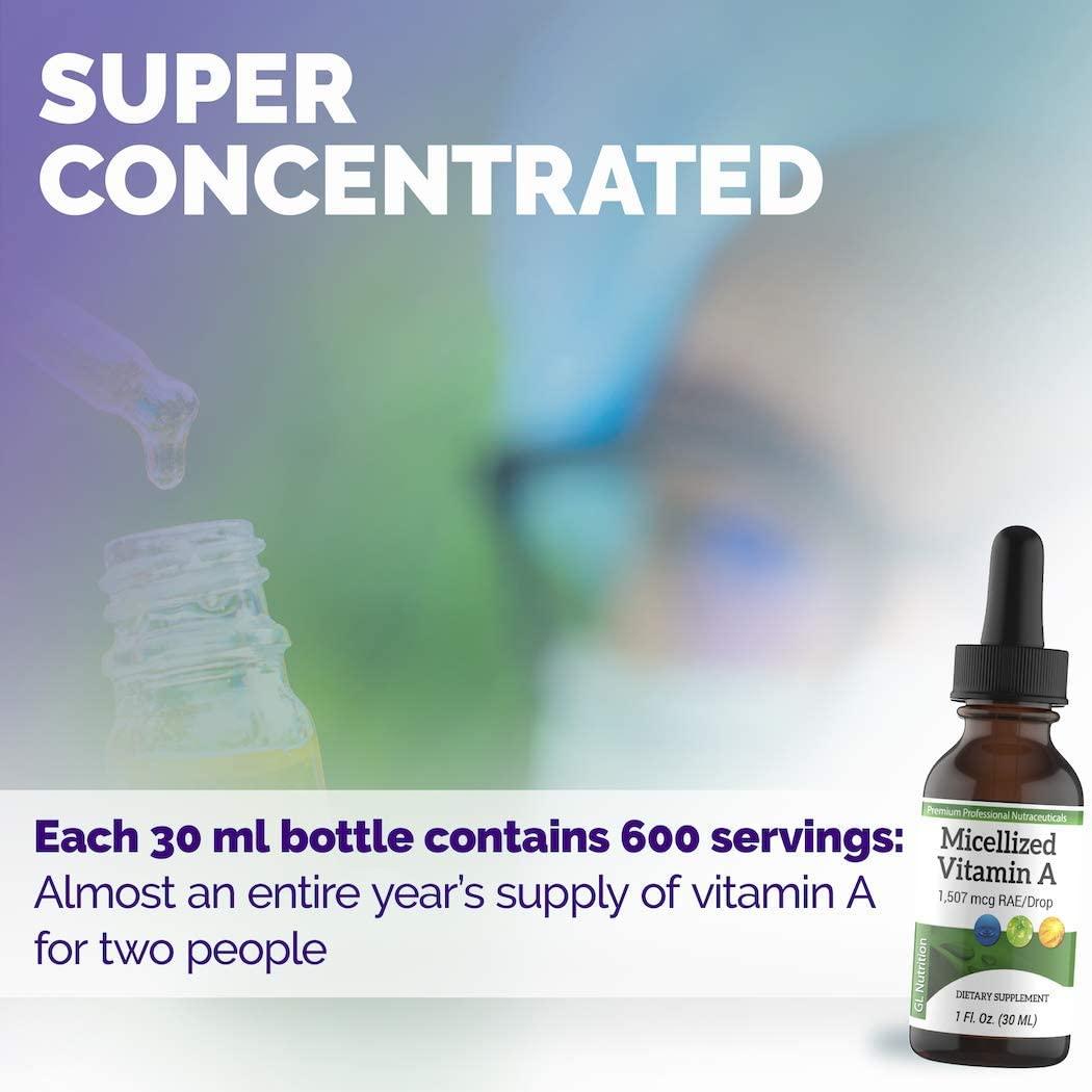 Premium Micellized Vitamin A Drops Liquid Supplement for Men & Women