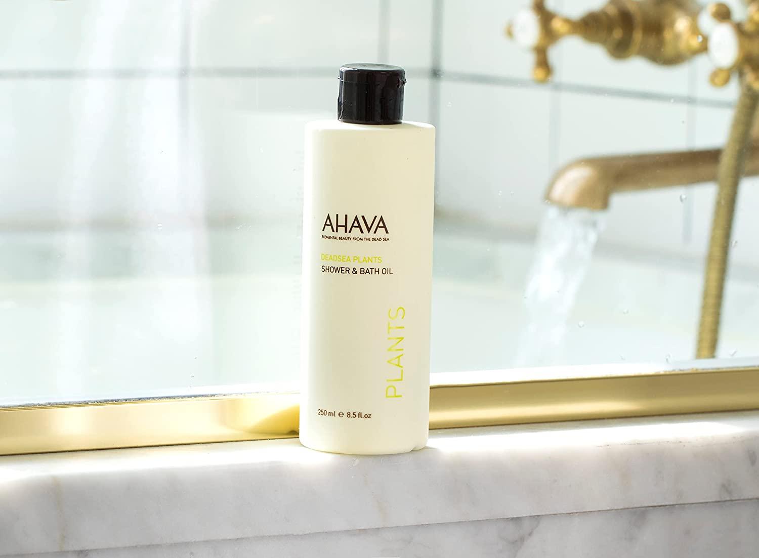 AHAVA DeadSea Plants Shower and Bath Oil 8.5 Fl Oz - Hydrating Body Oil for  Softer Skin