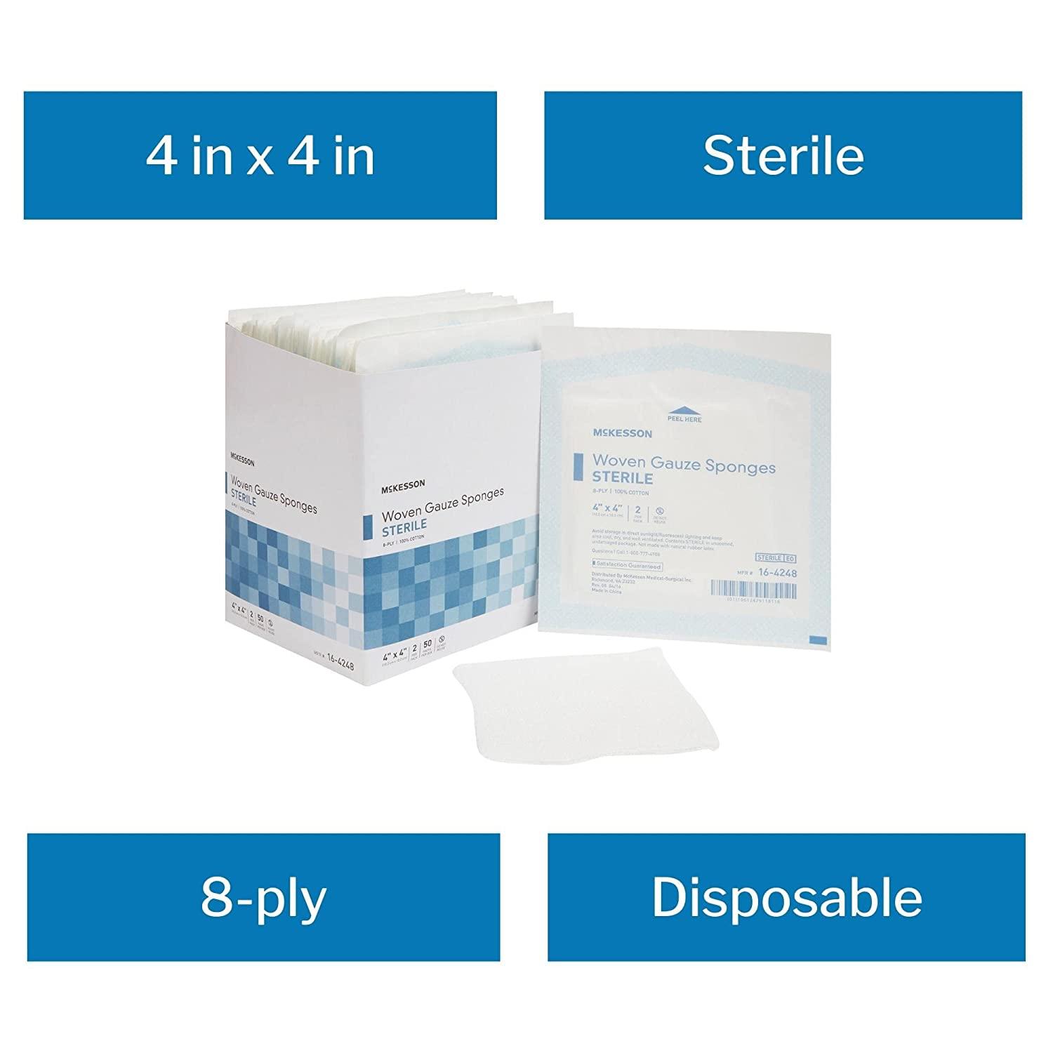 4x4 Woven Gauze Sponges Sterile 8-ply - 1200 Pads Total