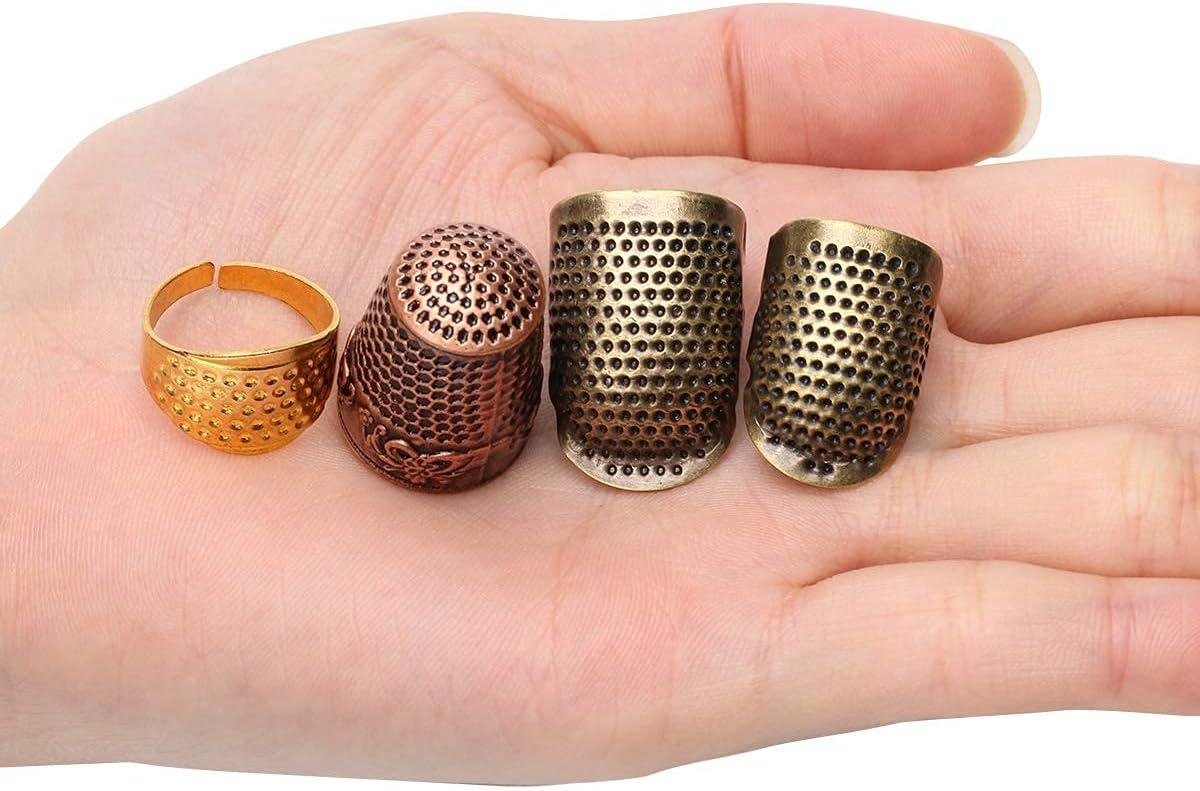 4PCS Sewing Thimble Finger Protector Adjustable Thimble Hoop Thimble  Needles Home Craft Tailor DIY Sewing Tool Hand-working