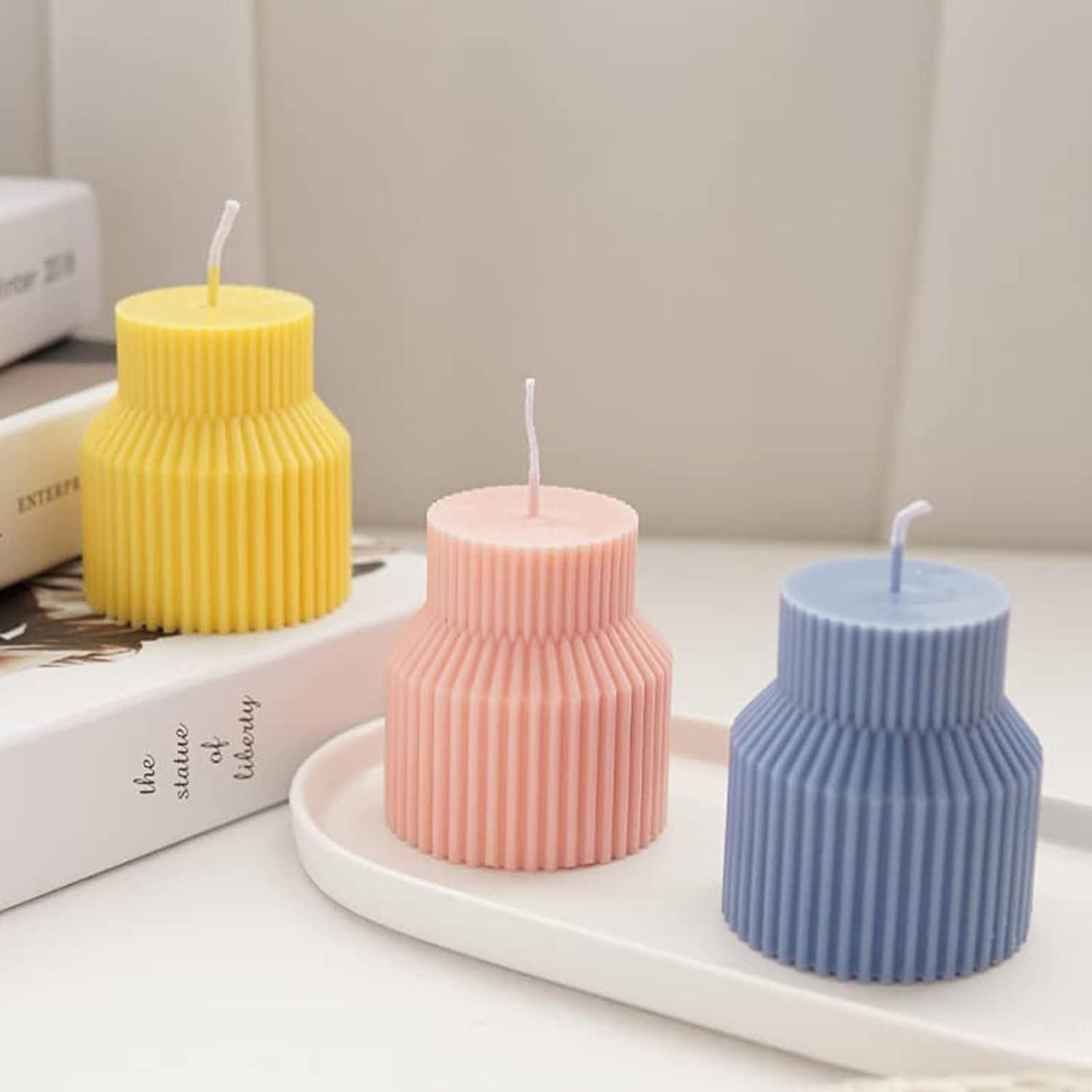 Cylindrical Tall Pillar Candle Molds Ribbed Aesthetic Twist Silicone M –  acacuss