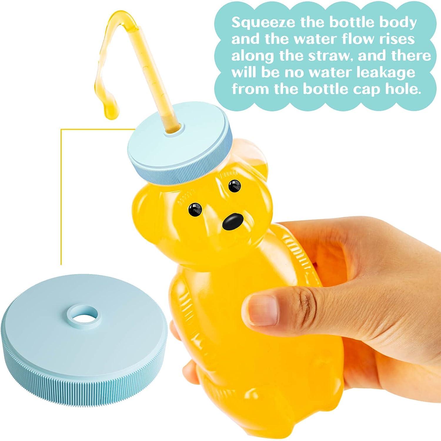 8OZ Honey Bear Straw Cups for Babies with 8 Flexible Straws