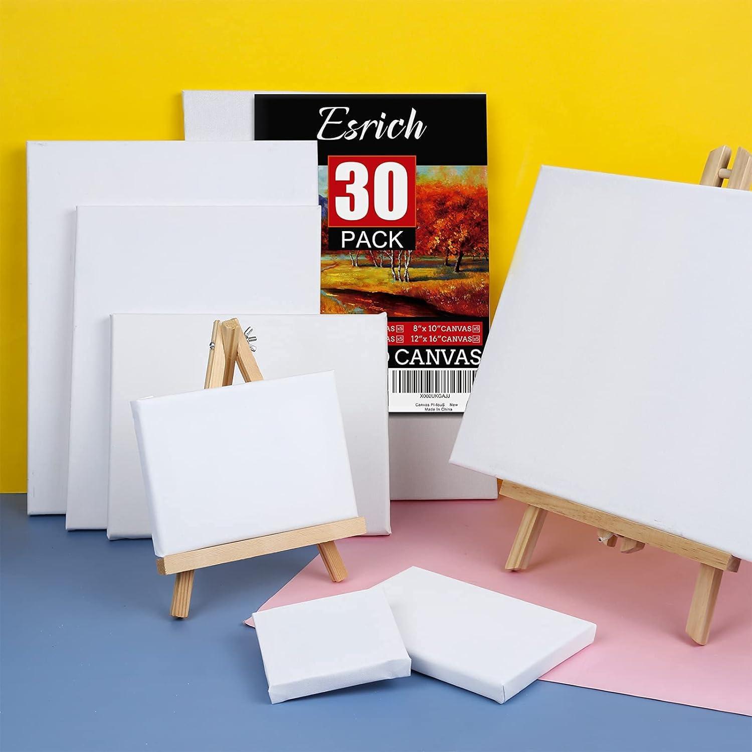 30 Pack Canvases for Painting with 4x4 5x7 8x10 9x12 11x14 12x16 Painting  Canvas for Oil & Acrylic Paint 30 Packs - 6Sizes(5 of Each)