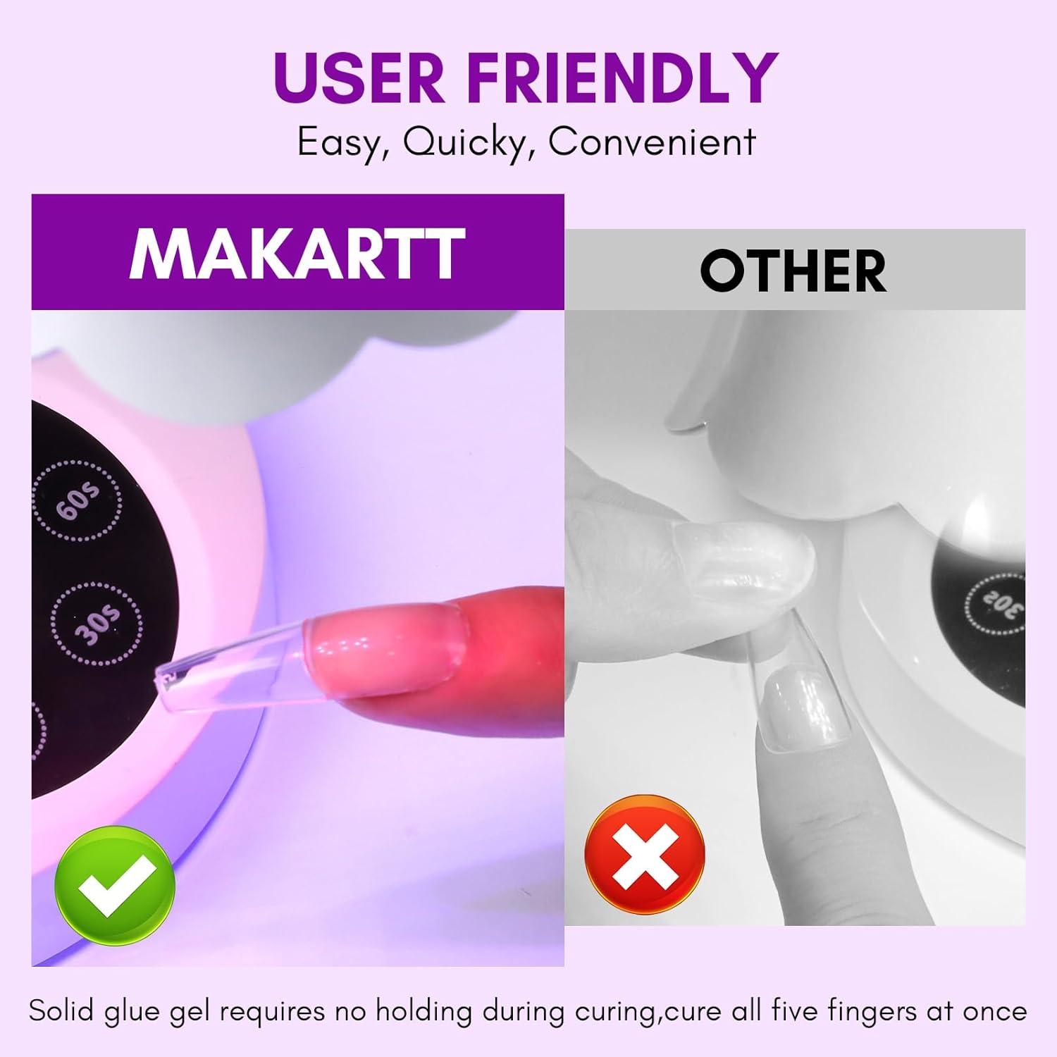 Makartt Solid Nail Glue Gel - Extra Strong Adhesive for Press On & Acrylic  Nails - Long-Lasting Clear Hard Gel for Nail Art - UV Light Cured