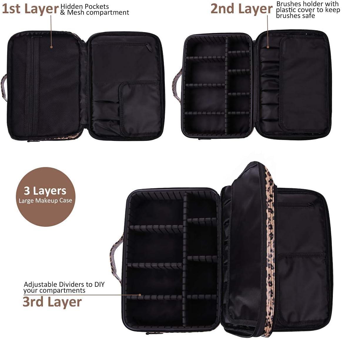 OX Cloth Makeup Bag Large Travel Cosmetic Bag Cosmetic Toiletry Bag Makeup  Train Case with Shoulder Strap