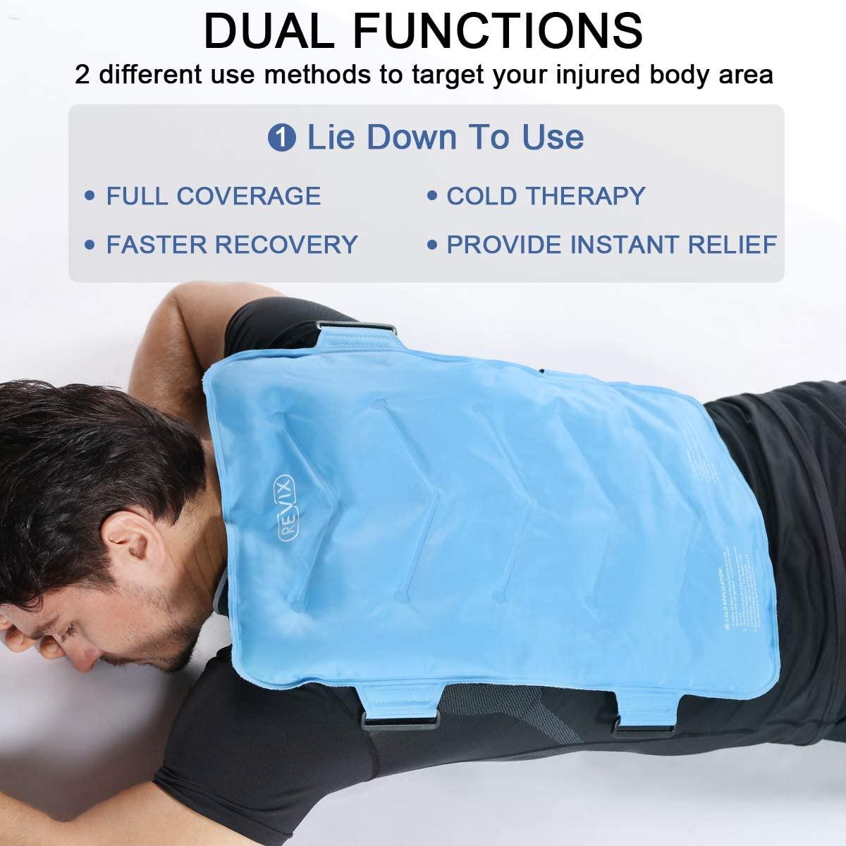 REVIX Full Back Ice Pack for Injuries Reusable Large Gel Ice Wrap for