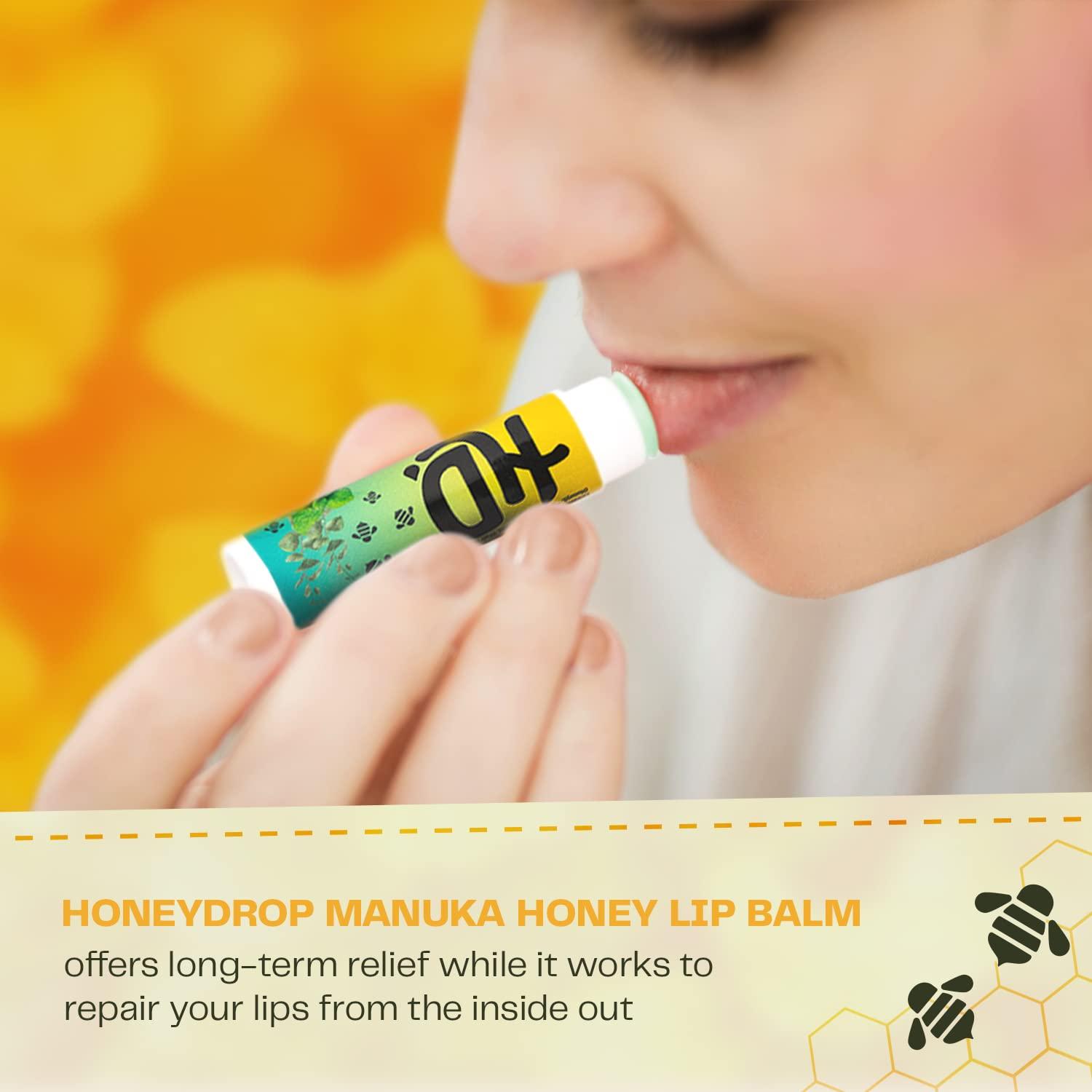 Honeydrop Manuka Honey Lip Balm Natural Hydrating Lip Treatment Infused with Peppermint and