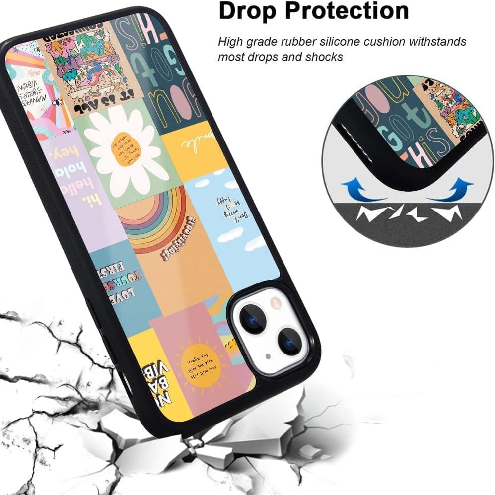 Idocolors Cute Colorful Collage Phone Case Compatible with iPhone 15 Pro Funny Words Durable Firm Protection Idocolors Cute Colorful Collage Phone Case Compatible with iPhone 15 Pro Funny Words Durable Firm Protection