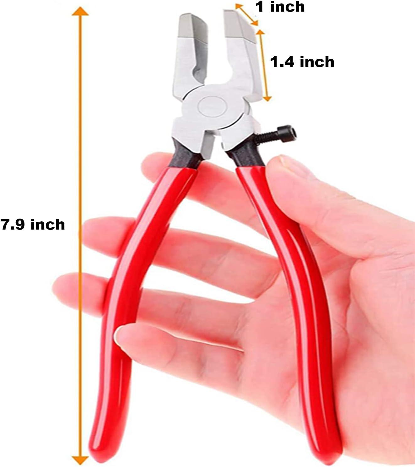 Key Fob Pliers Tool, 8 inch Glass Running Pliers Attach Rubber Tips, with Adjustable Screw