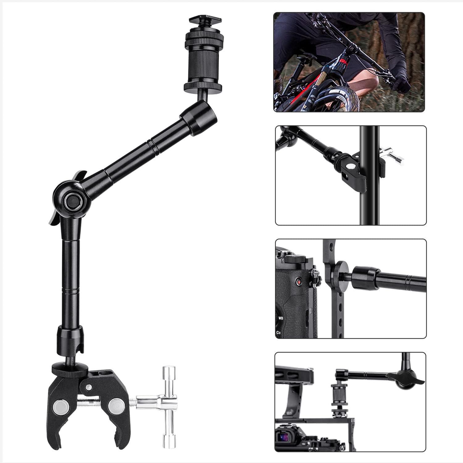 11-Inch Articulating Magic Arm - Clamp Mount For LCD Monitors, LED Lights, Cameras, By Zykkor