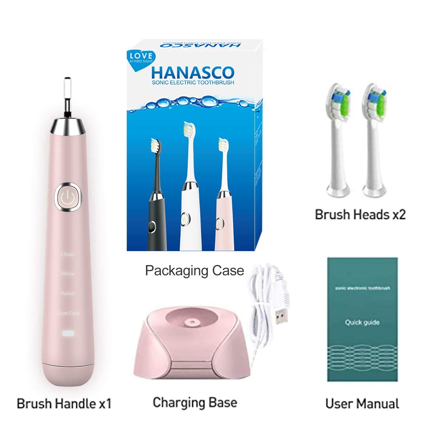 Hanasco Sonic Electric Toothbrush Rechargeable for Adults, 4 Modes with