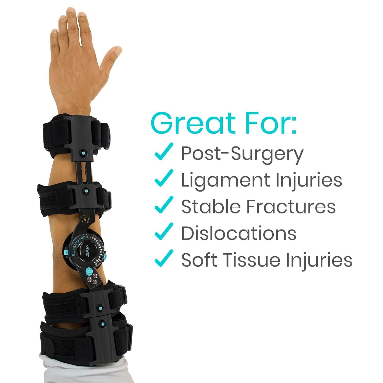 Vive Hinged ROM Elbow Brace - Adjustable Support Sling for Dislocated ...