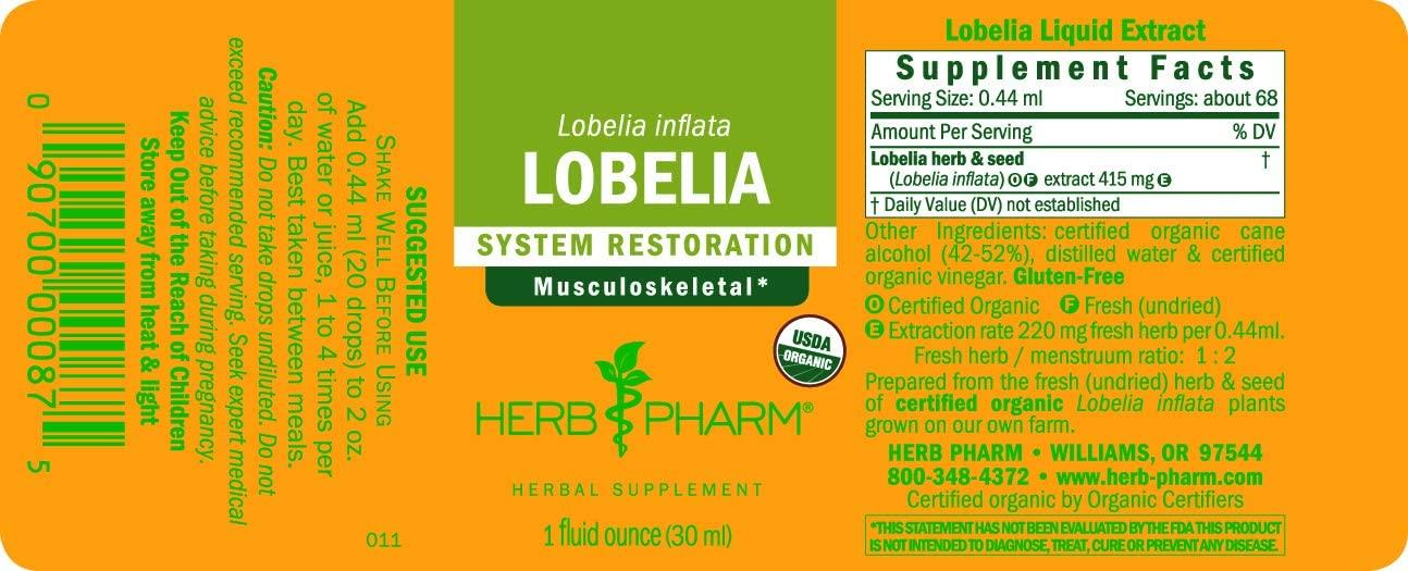 Herb Pharm Lobelia Liquid Extract 1 fl oz (30 ml) Natural Herbal
