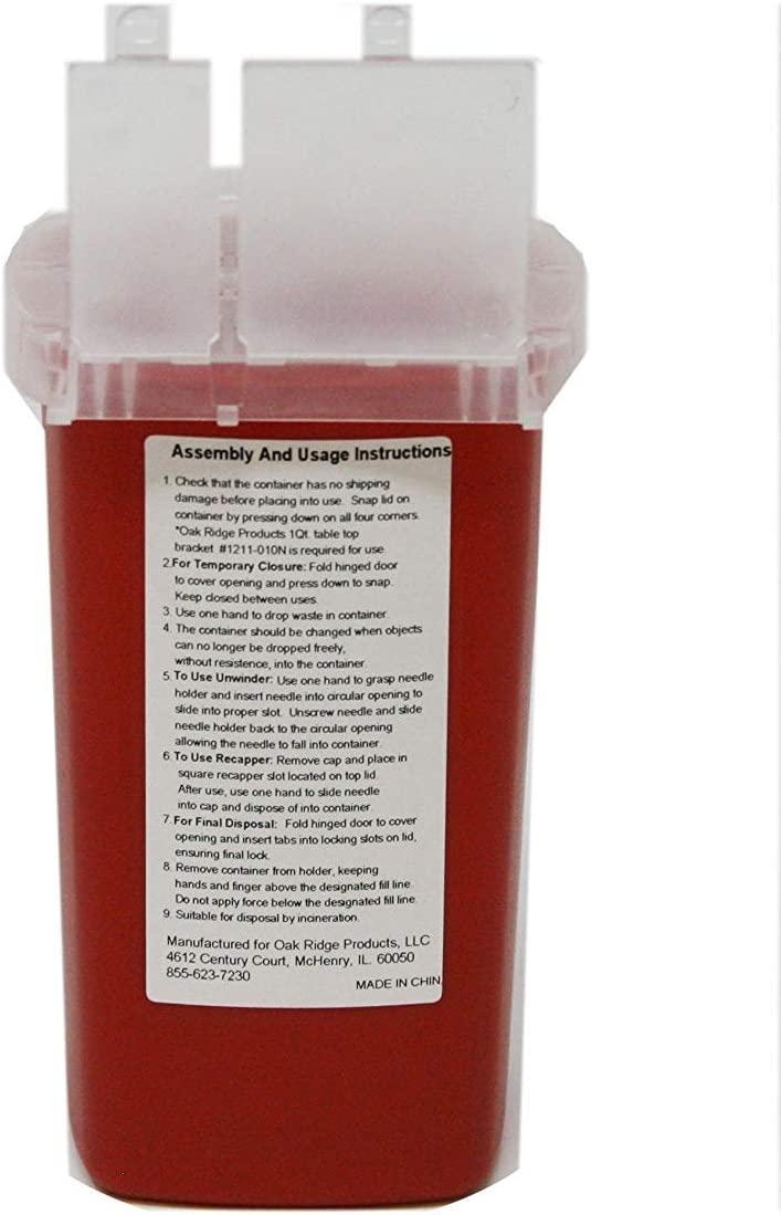 Oakridge Products 1 Quart size Sharps and Needle Container. Integrated
