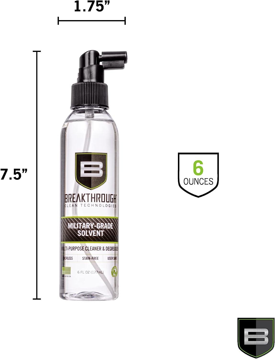 Breakthrough Clean Military-Grade Gun Cleaning Solvent - Various Size  Options - Gun Cleaner Spray Bottle - Gun Bore Cleaner and Degreaser -  Automotive Oil and Grease Remover 6-Ounce