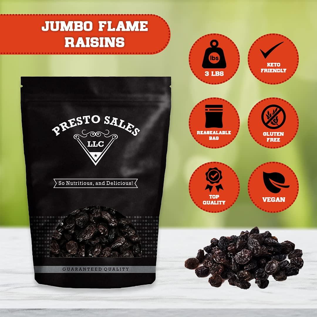 Jumbo Flame Raisins 3 lbs. Resealable Bag USA Grown, Rich in Boron Vegan, No Added Sugar