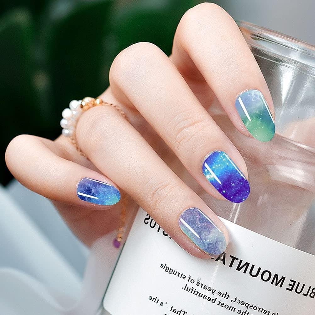 10 Roll Starry Sky Nail Art Foil Stickers, Colorful Print Nail Design