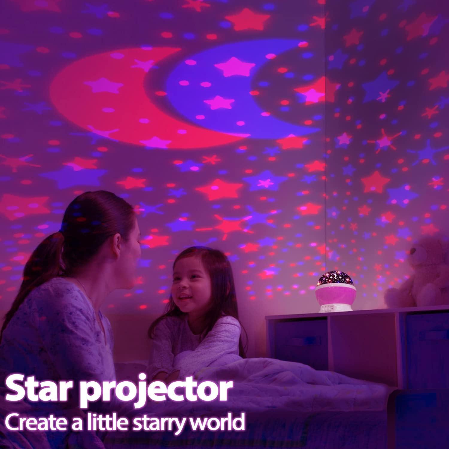 Moredig Star Projector Night Light 8 Lighting Modes Baby Nursery Bedroom Decor Girls Gifts Pink Circle