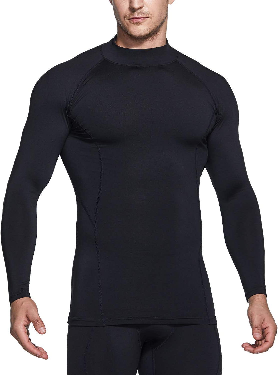 TSLA Men's Thermal Long Sleeve Compression Shirt Mock Neck