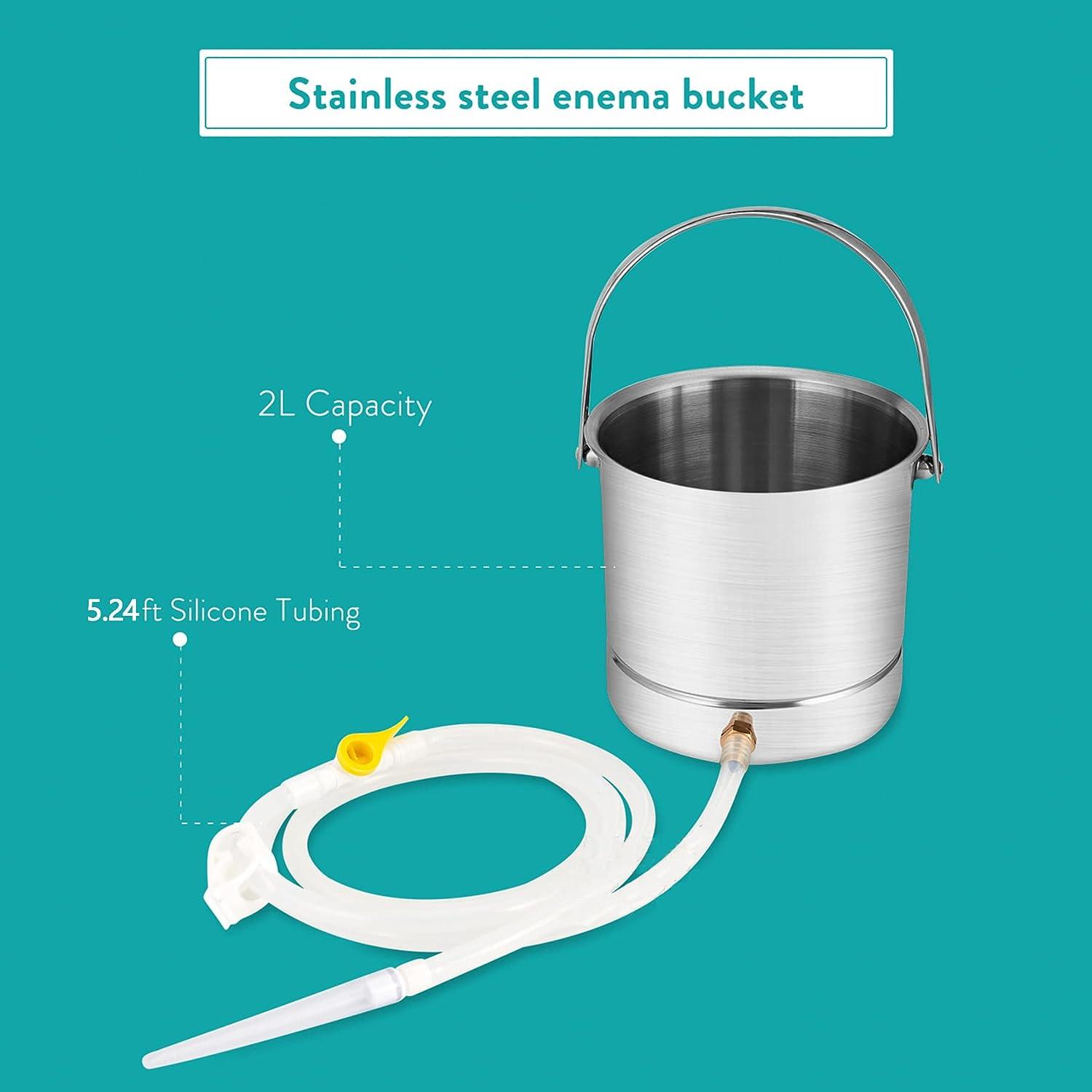 KYZETJD Stainless Steel Enema Bucket Kit for Colon Detox Cleanse Enemas