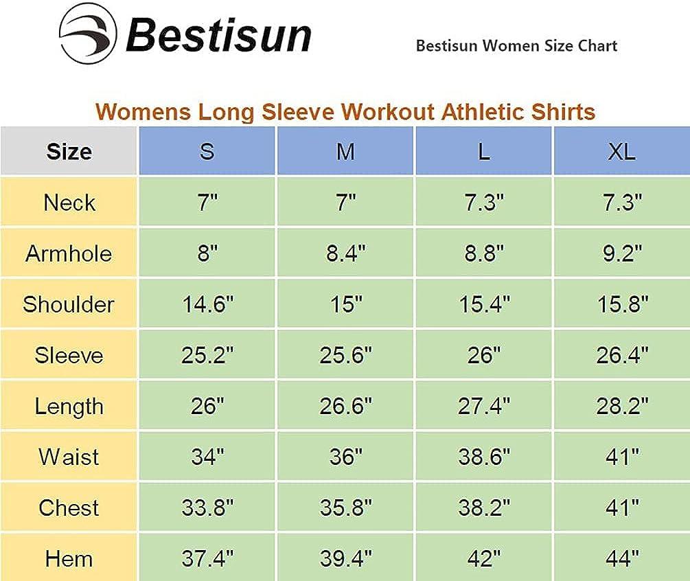  Bestisun Long Sleeve Workout Tops for Women Long