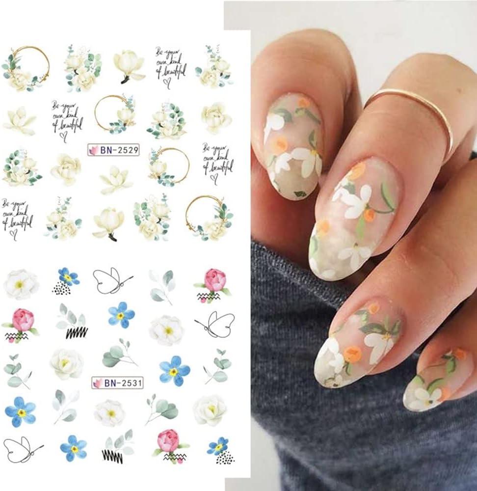 24 Sheets Flowers Nail Art Decals Nail Stickers for Women Retro Rose Nail  Art Stickers with Assorted Water Transfer Floral Design DIY Decoration Nail  Accessories Manicure Tips Charms Sticker Nail Art Supplies