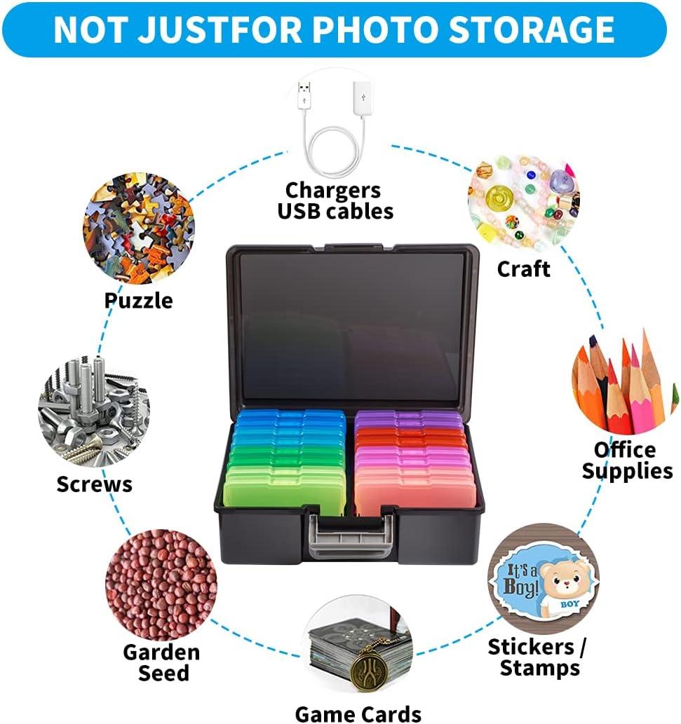 16 Transparent 4x6 Photo Storage Boxes and Organizer with Handle for  Pictures, Art Supplies (Rainbow Colors) 