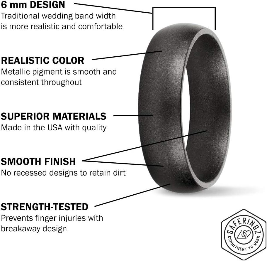 Thunderfit Silicone Rings For Men SafeRingz 6mm Silicone Wedding
