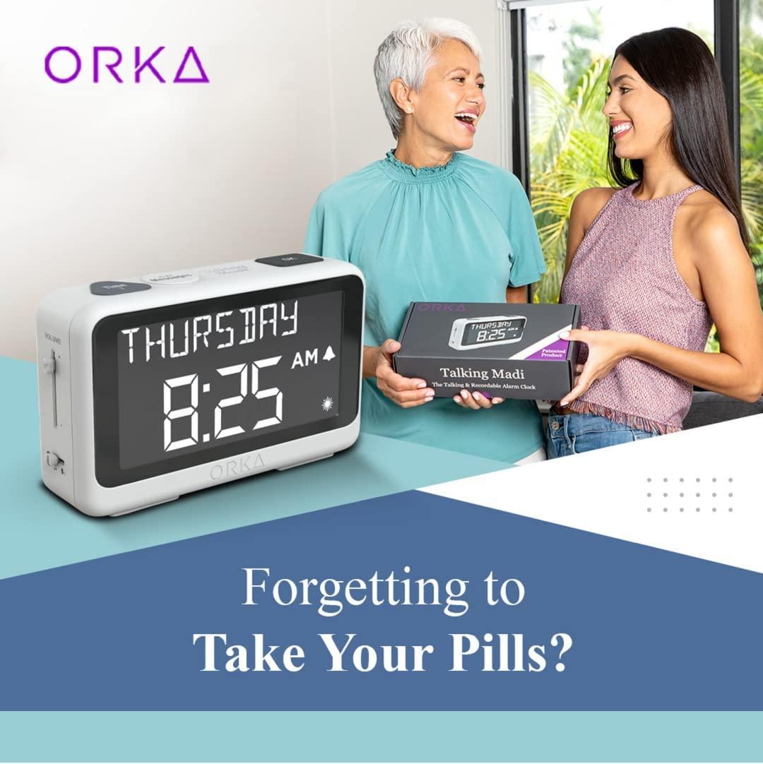 ORKA Talking Clock for Elderly Seniors Medication Pill Reminder